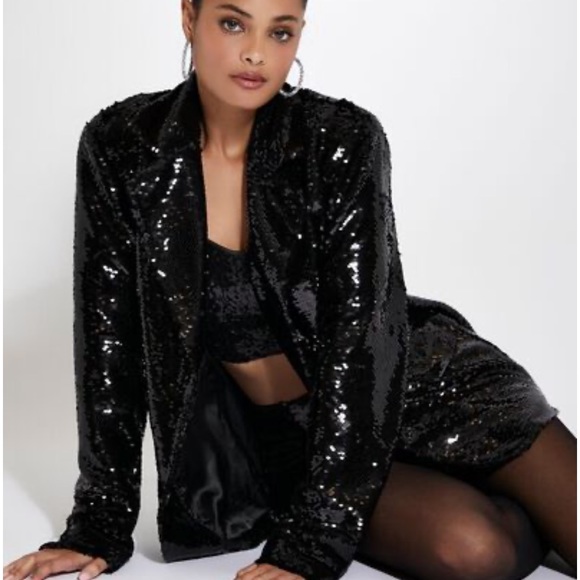 Sequin Notched Blazer - Picture 3 of 7